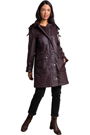 Roman Womens Waxed Longline Hooded Coat - Denim - Size 14 UK