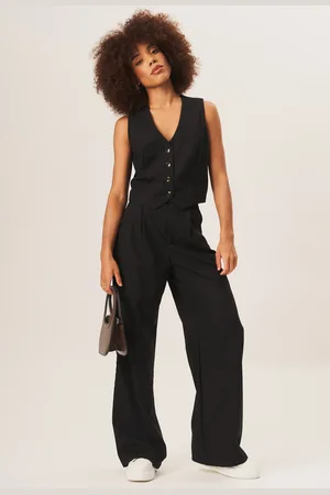 Gini London Womens Tailored Cotton Wide Leg Trousers - - Size 8 UK