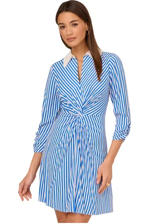 Adrianna Papell Womens Stripe Print Twist Dress - - Size 8 UK