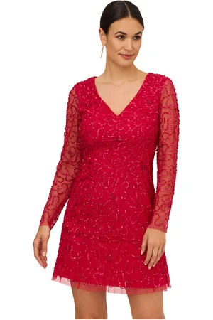Adrianna Papell Womens Beaded Short Dress in - Size 16 UK