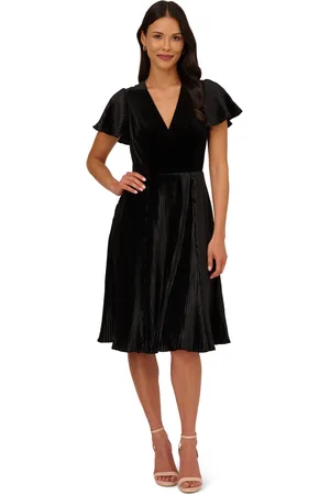 Adrianna Papell Womens Velvet Pleated Dress in - Size 6 UK