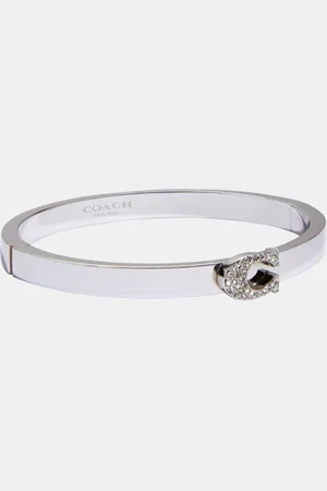Coach Womens Pave Signature C Hinged Bangle - - One Size