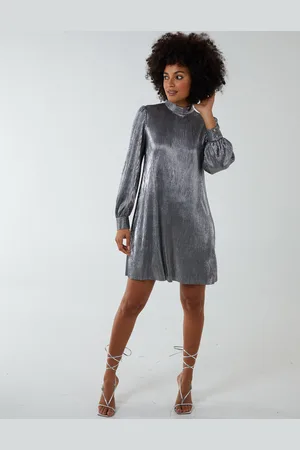 Blue Vanilla Womens Plisse High Neck Shift Mini Dress - - Size Small