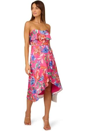 Adrianna Papell Womens Printed Sateen Midi Dress in - Size 8 UK