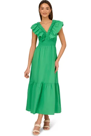 Adrianna Papell Womens Ruffle Front Maxi Dress in - Size 16 UK