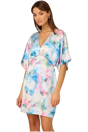Adrianna Papell Womens Printed Sateen Kimono Dress in - Size 18 UK