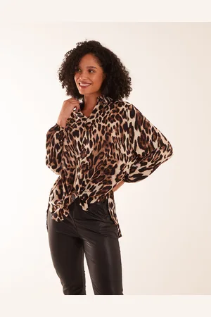 Blue Vanilla Womens Animal Hi Low Hem Blouse - Leather - Size Small/Medium