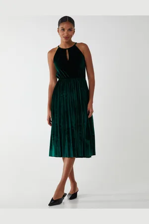 Blue Vanilla Womens Halterneck Pleated Midi Dress - - Size 10 UK