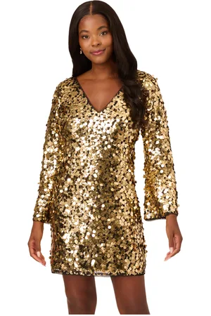 Adrianna Papell Womens Short Sequin Sheath Dress in