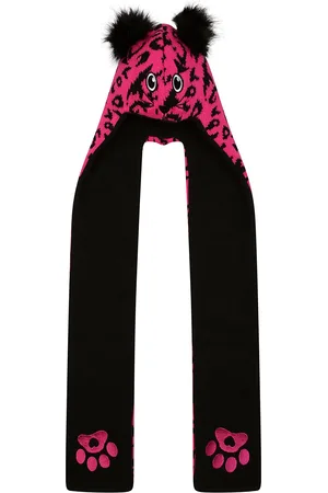 Dare 2B Childrens Unisex Childrens/Kids Snowplay Leopard Print 3 in 1 Hat Scarf (Pure /Black) - Size 3-4Y