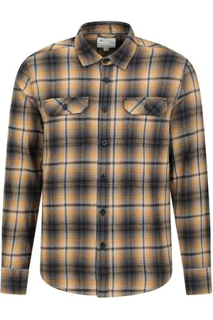 Mountain Warehouse Mens Trace Flannel Long-Sleeved Shirt (Yellow) - Cotton - Size 2XS