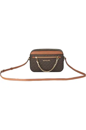 Michael Kors WoMens Jet Set Item Large East West Signature Leather Zip Chain Crossbody Handbag ( PVC/ ) - One Size