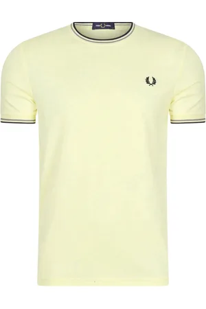 Fred Perry Mens Twin Tipped T-Shirt In Ice Cream Cotton - Size X-Large