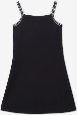 Calvin Klein Girls Logo Tape Strap Punto Dress in - Size 16Y