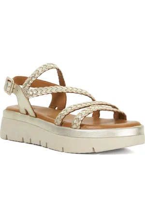 Dune Womens Ladies Lexture - Woven Leather Asymmetric Strap Flatform Sandals - - Size UK 8