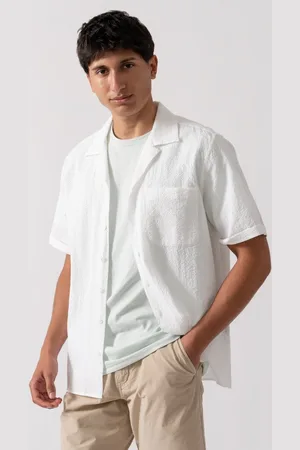 Oliver Sweeney Ravenshead Mens Cotton Seersucker Short Sleeved Shirt - - Size X-Large