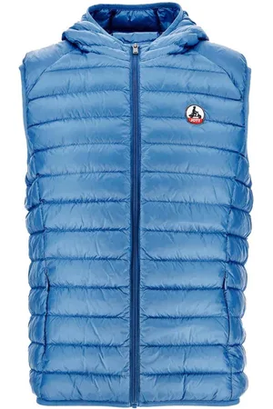 Jott Mens Pat Hooded Puffer Gilet in Denim - - Size 2XL