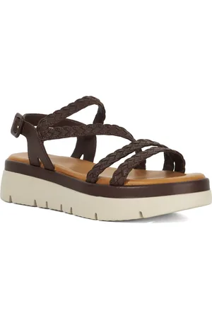 Dune Womens Ladies Lexture - Woven Leather Asymmetric Strap Flatform Sandals - - Size UK 6