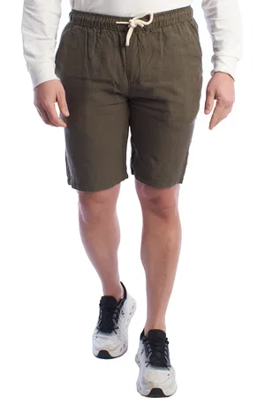 IN MY HOOD Mens Linen Bermuda Shorts with Drawstring HS24MBE09 - - Size Large