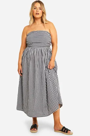 Boohoo Womens Plus Textured Ruched Bandeau Midaxi Dress - - Size 24 UK