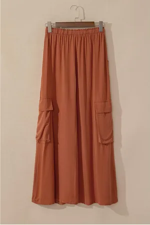Azura Exchange Womens Mineral Wash Cargo Pocket Drawstring Waist Maxi Skirt Viscose - Size Small
