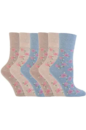 Gentle Grip Womens - 6 Pairs Ladies Non Elastic Socks - GG46 - Cotton - Size UK 4-8