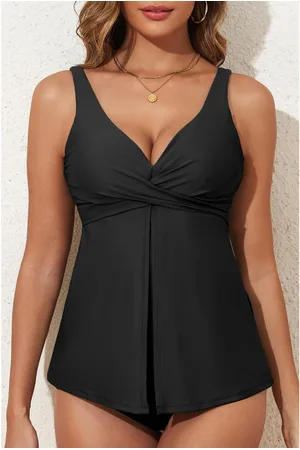 Azura Exchange Womens Crossed V Neck Adjustable Strap Babydoll Tankini Top Polyamide - Size Small