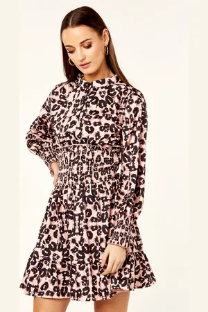 Gini London Womens Long SL Shirred Skater Puff Sleeve Dress - - Size 8 UK
