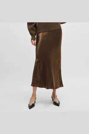 HUGO BOSS Womens Vesatie Satin Midi Skirt in - Size 8 UK