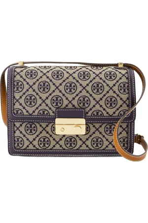Tory Burch Womens T Monogram Shoulder Bag - - Leather - Cotton - One Size