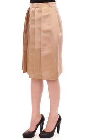 ANDREA INCONTRI WoMens Silk Solid Mini Pleated Skirt - Size EU 40 (Womens)