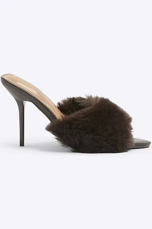 River Island Womens Heeled Mules Faux Fur - Size UK 8