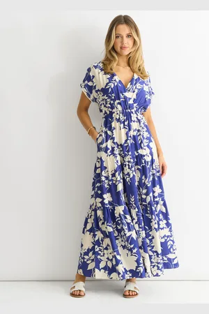 Gini London Womens Floral Elastic Waist Maxi Dress - Size 8 UK