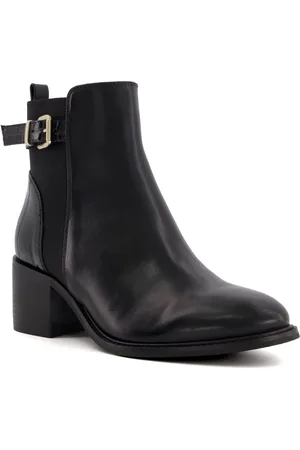 Dune Womens Ladies POCO Block-Heeled Ankle Boots - Leather (archived) - Size UK 3