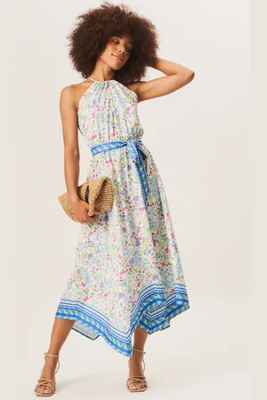 Gini London Womens Border Print Halter Neck Assymetric Hem Dress - - Size 12 UK