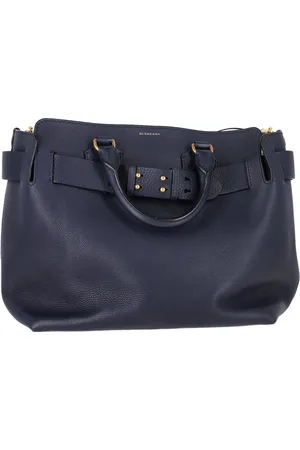 Burberry Pre-owned Womens Large Marais Tote Bag in Navy Blue Calf Leather - One Size