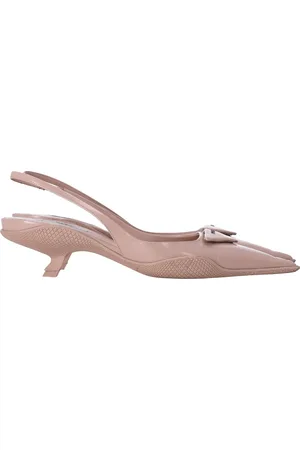 Prada Pre-owned Womens Spazzolato Triangle Logo Pointed Toe 45mm Slingback Pumps in Leather - Size EU 39