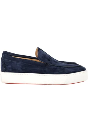 Christian Louboutin Pre-owned Mens Paqueboat Slip-On Sneakers in Navy Suede - - Size EU 42