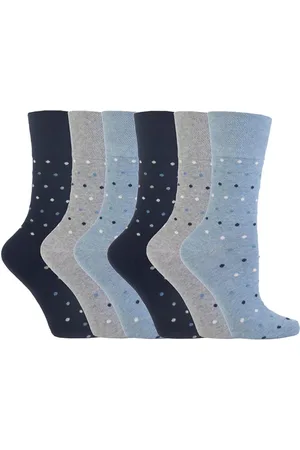 Gentle Grip Womens - 6 Pairs Ladies Non Elastic Socks - LGG49 - Cotton - Size UK 4-8