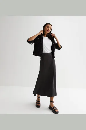 Gini London Womens Satin Bias Cut Midi Skirt - - Size 14 UK