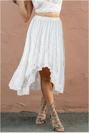 Azura Exchange Womens Lace Ruffled High-low Hem Midi Skirt Polyamide - Size Large
