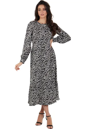 Gini London Womens Heart Print Long Sleeve Shift Midi Dress - - Size Small/Medium