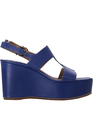 Salvatore Ferragamo Pre-owned Womens Chain-Link Accents Slingback Wedge Sandals in Leather - Size UK 6.5