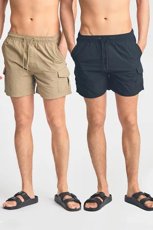 French Connection Mens 2 Pack Combat-Style Swim Shorts - - Size Large