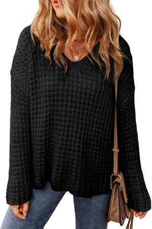 Azura Exchange Womens Hollow-out Crochet V Neck Sweater - Size Small