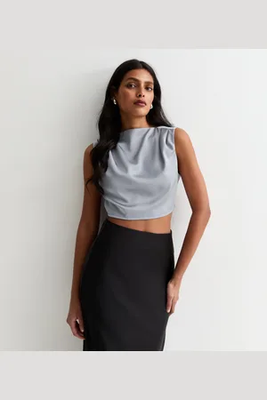 Gini London Womens High Neck Sleeveless Satin Top - Size 6 UK