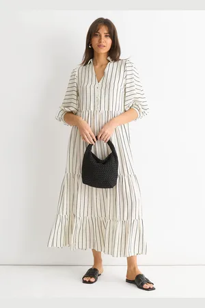 Gini London Womens Stripe Viscose Smock Maxi Dress - Size 12 UK