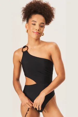 Gini London Womens One Shoulder Ring Detail Cutout Swimsuit - - Size 8 UK