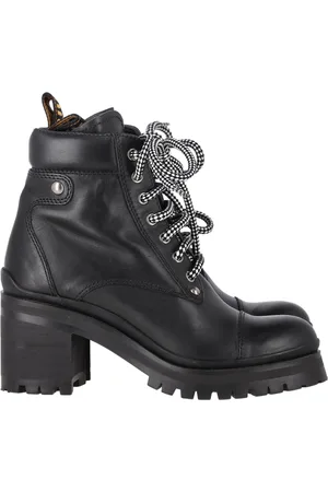 Miu Miu Pre-owned Womens Lugged Sole Combat Boots in Leather - Size EU 37