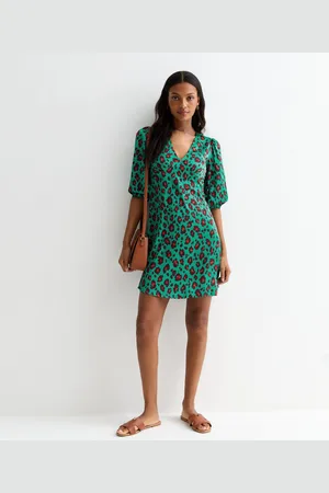 Gini London Womens Animal Print V Neck Shift Mini Dress - Size 10 UK